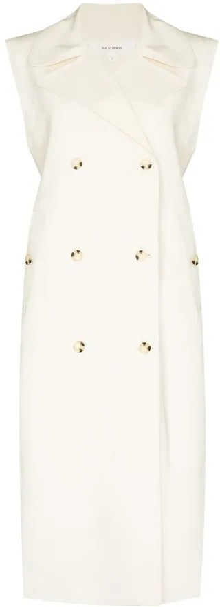 Double-Breasted Sleeveless Trench Coat