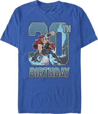 Men's Marvel Thor Hammer 30th Birthday T-Shirt - Royal Blue - Medium