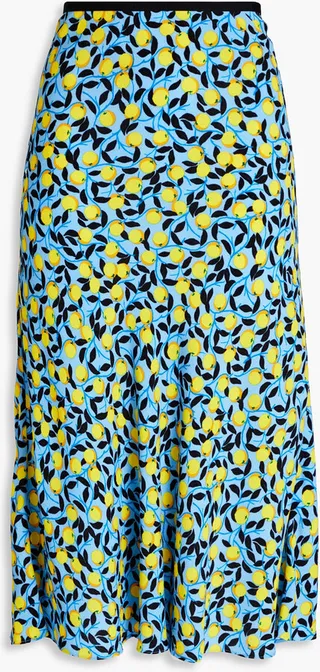 Delphine printed crepe midi skirt