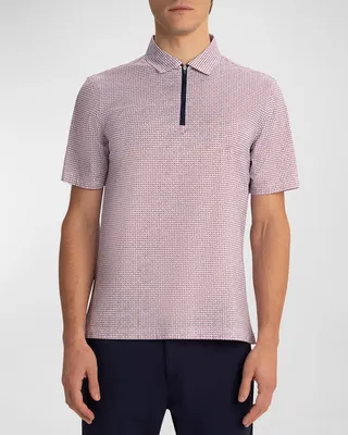 Men's Ooohcotton Geo-Print Zip Polo Shirt