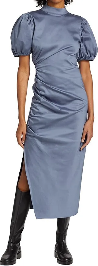 Sunnagz Puff-Sleeve Midi Dress