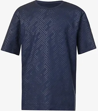 Mens Tribe Monogram-embossed Relaxed-fit Woven T-shirt