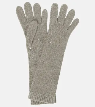 Sequined cashmere and silk gloves