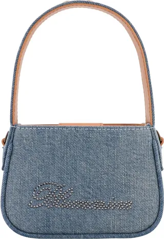 Denim handbag with metal studs