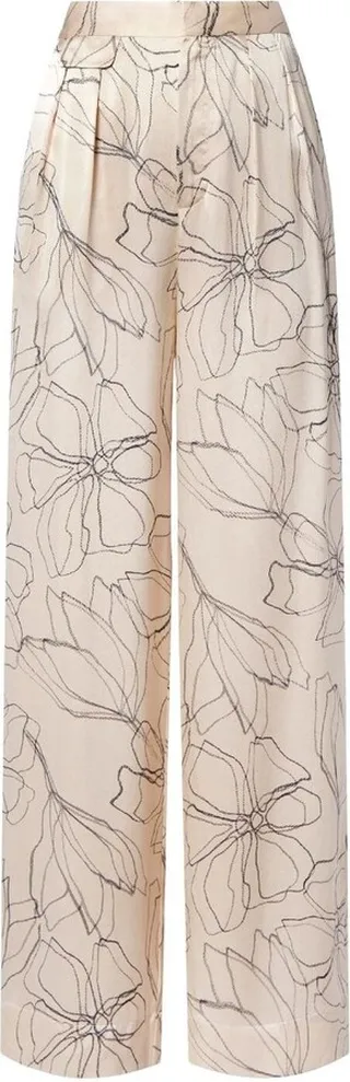 Silk Graphic-Print Trousers