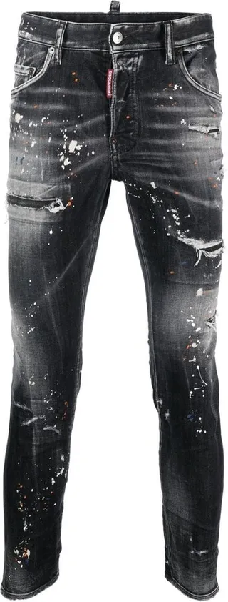 Paint-Splatter Distressed Jeans