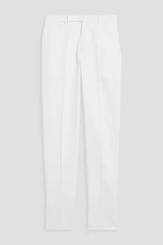Cotton and linen-blend twill pants