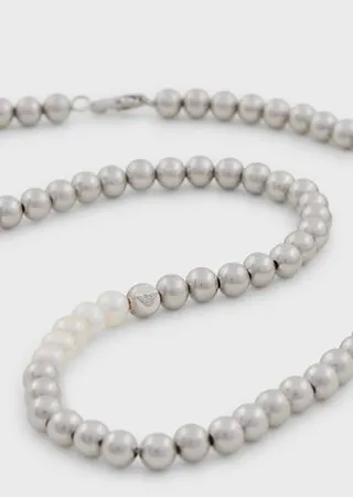 Silver-Tone Brass Beaded Necklace