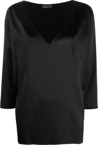 GIANLUCA CAPANNOLO- V-neck Silk Sweater