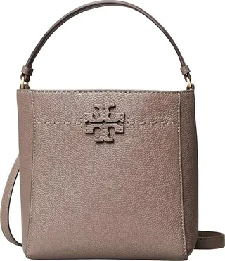 Tory Burch McGraw Small Bucket Bag (Silver Maple) Tote Handbags