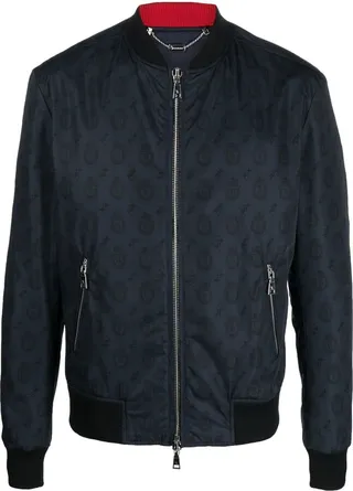 Crest monogram-print bomber jacket