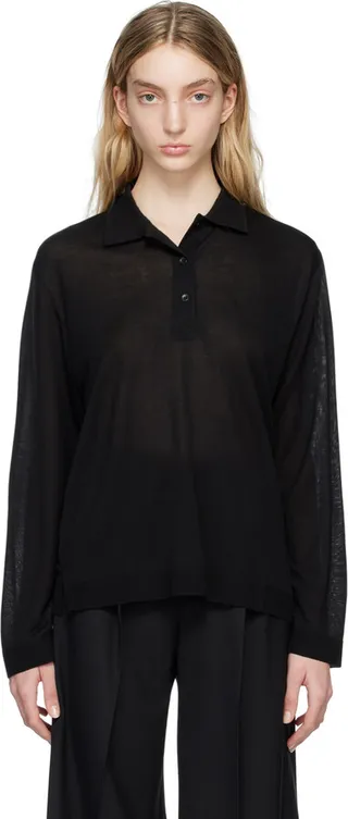 Filippa K Black Spread Collar Polo
