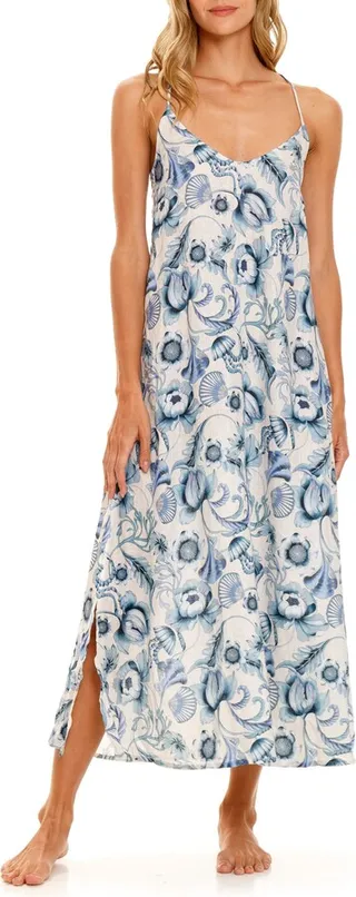 Frida Blue Medusa Linen Nightgown