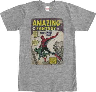 Men's Marvel Spider-Man Comic Book Cover Print T-Shirt - Athletic Heather - 2X Large