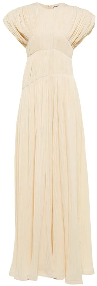 Pleated cotton-blend maxi dress