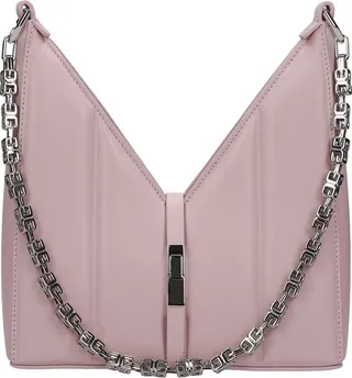 Cut Out Shoulder Bag In Rose-pink Leather