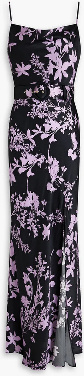 Simone belted floral-print silk-satin maxi dress