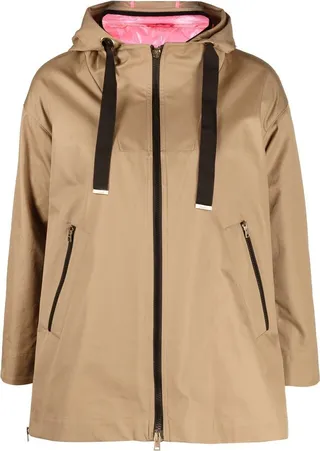 Beige Reversible Zip-Up Hooded Jacket