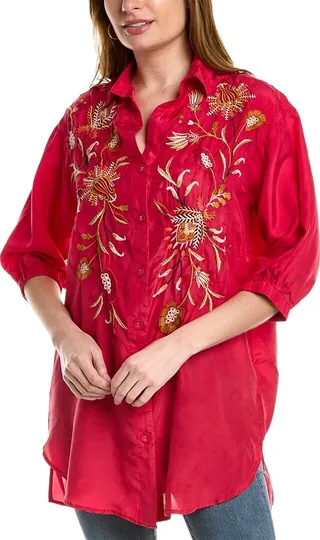 Johnny Was Rosalva Oversized Weekend Silk Tunic