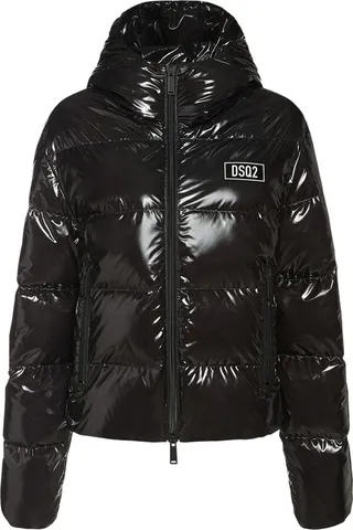 Shiny ripstop hooded down jacket