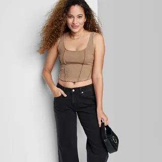 Women's Fitted Corset Tank Top - Wild Fable™ Camel S