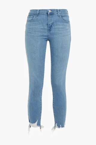 835 Cropped Distressed Mid-Rise Skinny Jeans