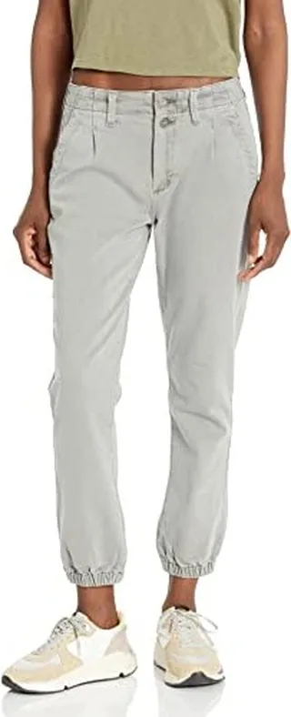 PAIGE womens Pleated Mayslie With Double Button in Mid Rise Jogger Exposed Double Button Vintage Grey Haze Pants