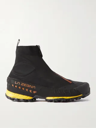 Rubber-Trimmed Mesh Boots