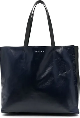 Logo-Print Leather Tote Bag