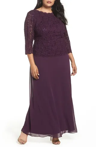 Mock Two-Piece A-Line Gown