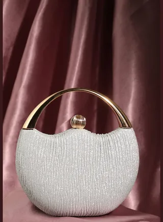 Textured Party Mini Hand Bag with Push Lock For Women