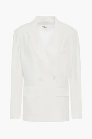 Nidia double-breasted satin-trimmed crepe blazer