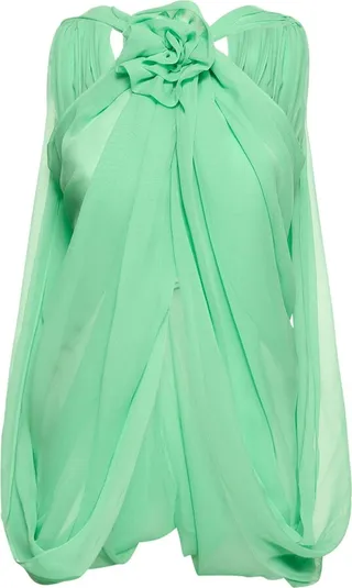 Ella halter draped open chiffon top