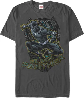 Men's Marvel Black Panther Mask Outline T-Shirt - Charcoal - Small