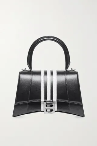 Balenciaga - + Adidas Hourglass Xs Striped Leather Tote - Black