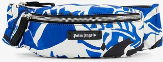 Mens Blue Off White Hibiscus-print Adjustable-strap Woven bum bag