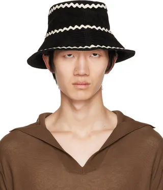 Bode Black Rickrack Bucket Hat