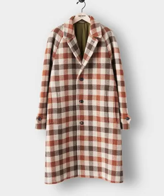 Italian Wool Balmacaan in Brown Buffalo Check