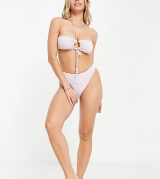 Fashion Union Exclusive high leg bikini bottom in baby pink
