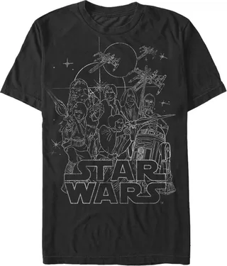 Men's Star Wars Character Outline T-Shirt - Black - Large