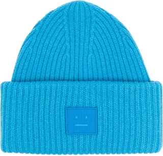 Logo Motif Rib-Knit Beanie