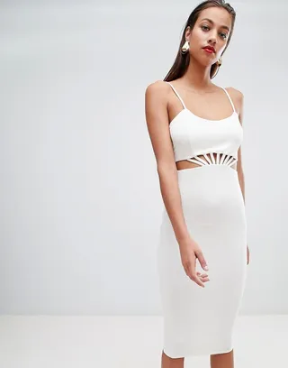 ASOS DESIGN strappy cut out waist midi dress