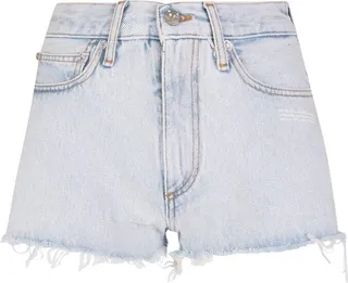 Off-White Logo Patch Washed Denim Shorts