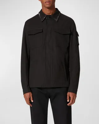 Men's Rockstud Button-Down Shirt Jacket