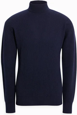 Ribbed merino wool and cashmere-blend turtleneck sweater