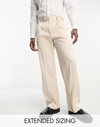 ASOS DESIGN smart wide leg pants in beige satin