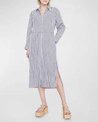 Coast Stripe Tie-Belt Midi Shirtdress
