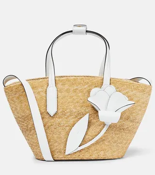 Tulip Small raffia tote bag