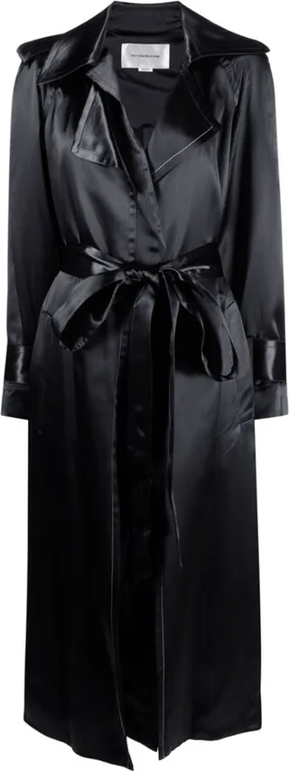 Belted Satin Trench Coat