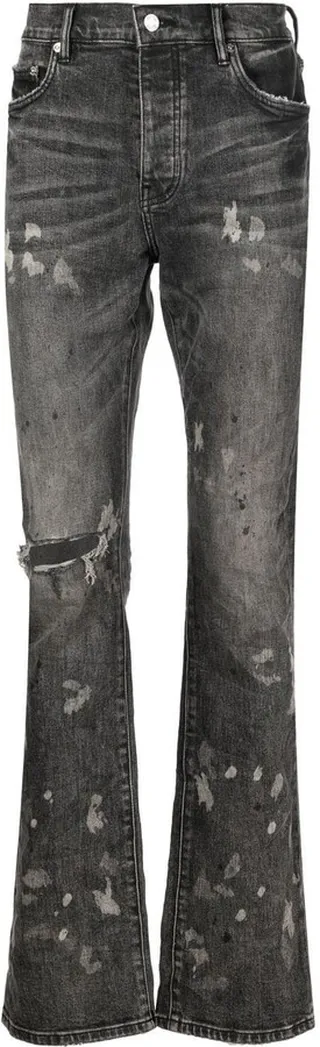 Distressed Straight-Leg Jeans